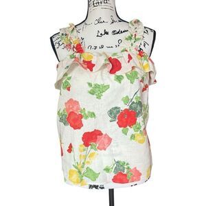 Hermine Printed Poppies Floral Linen/Cotton Blend Top By Sezane